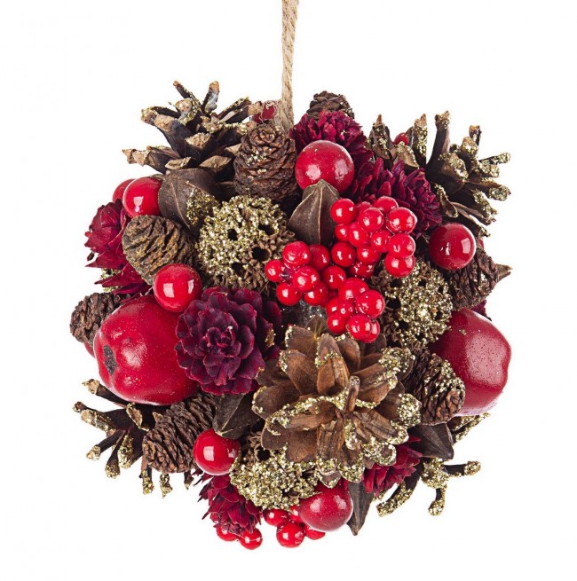 6x Decorazione Sferica Adalia Rosso D140 - Samnite