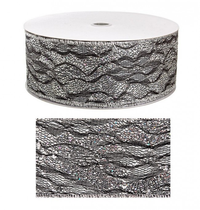 6x Nastro Merletto C-Lustrino Argento 20M - Samnite