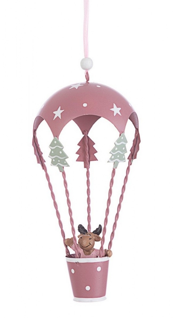 6x Pendaglio Felicia Mongolfiera Renna Rosa - Samnite