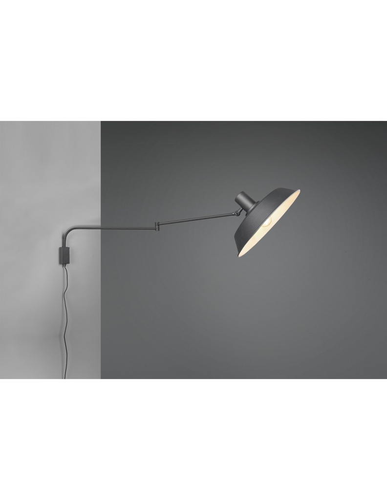 Applique 1xE27 Bolder Nero Orientabile L35 cm Trio Lighting - Samnite
