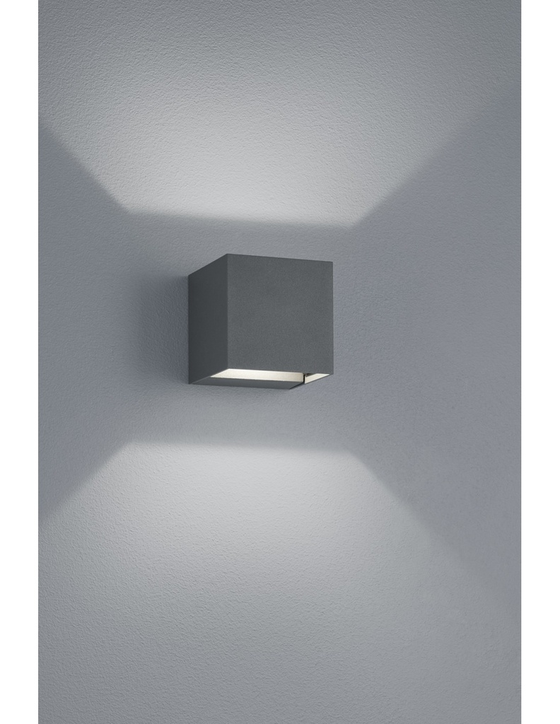 Applique Cubo Antracite Doppia Luce Led Adaja IP54 Trio Lighting - Samnite