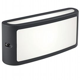 Applique in alluminio pressofuso con diffusore in termoplastico opalino - Luce calda 3000°K - 10W - 840 lumen - IP54 grafite - Samnite