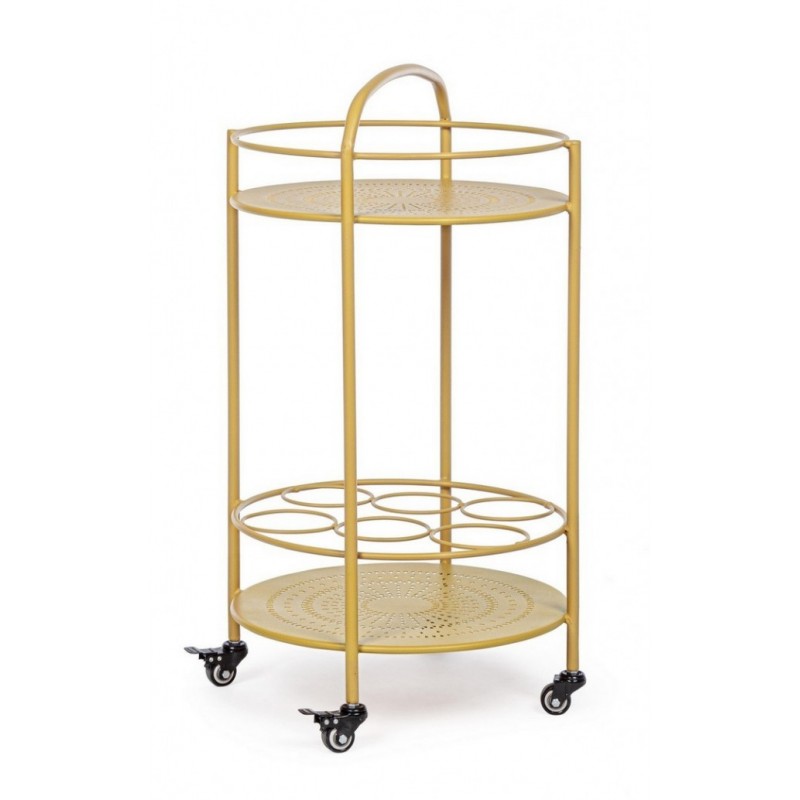 Carrello per bottiglie in acciaio Giallo Ocra - Samnite
