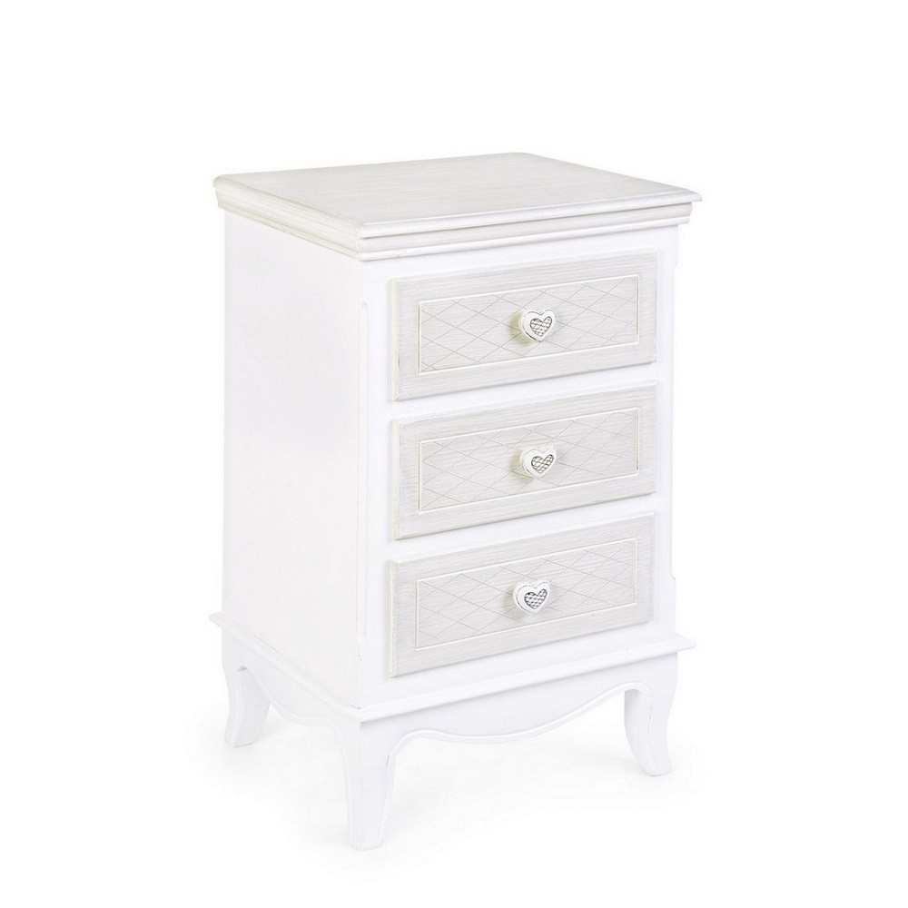 Cassettiera legno bianco 3 cassetti Charlene cm 41 x 33,5 x 68,5 - Samnite