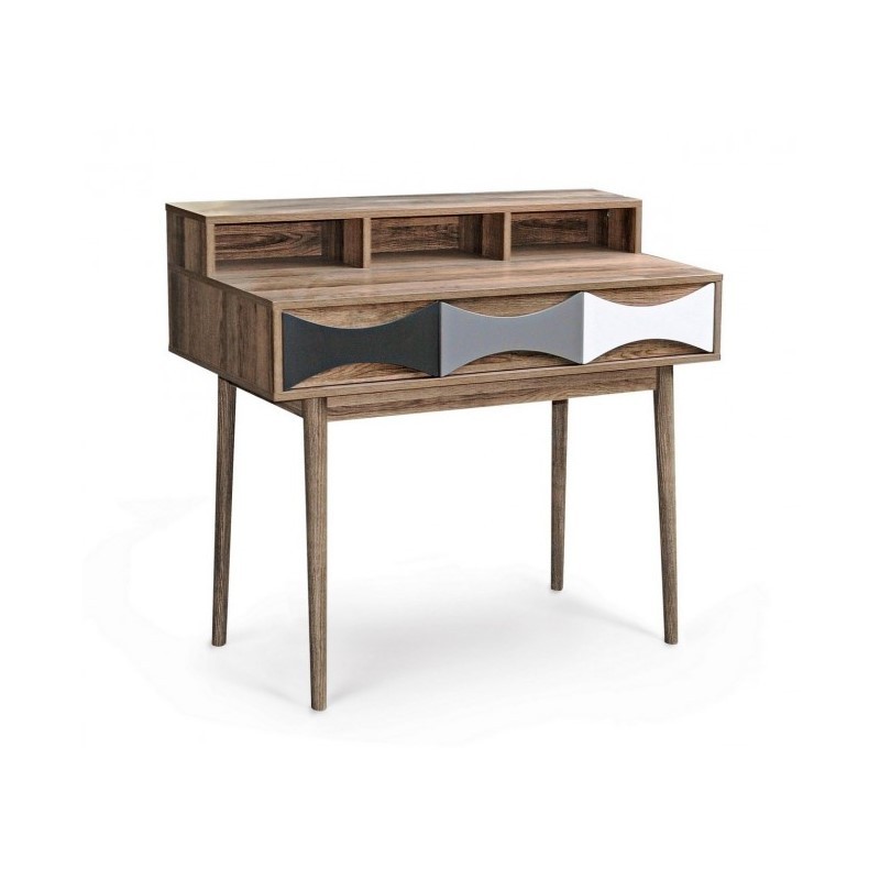 Consolle scrivania retro legno tre cassetti DIONISO 100x48x h89,5 cm - Samnite