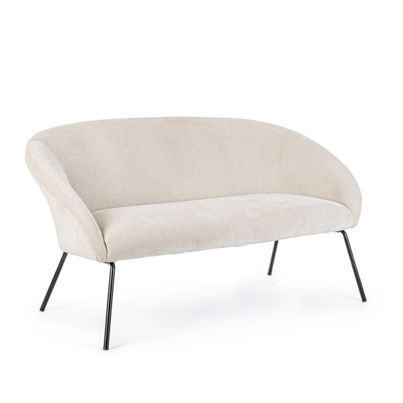 Divano acciaio velluto bianco Aiko Velvet cm 142 x 80 x 75 - Samnite
