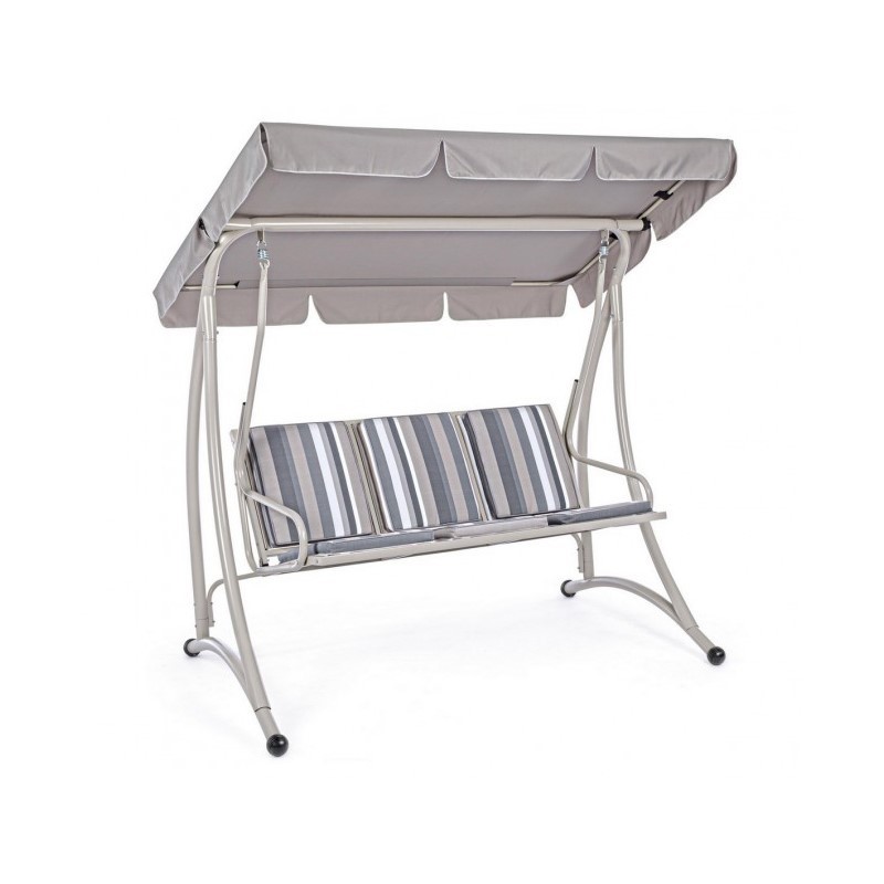 Dondolo in acciaio tre posti Avorio GRELY 190x120x h185 cm - Samnite