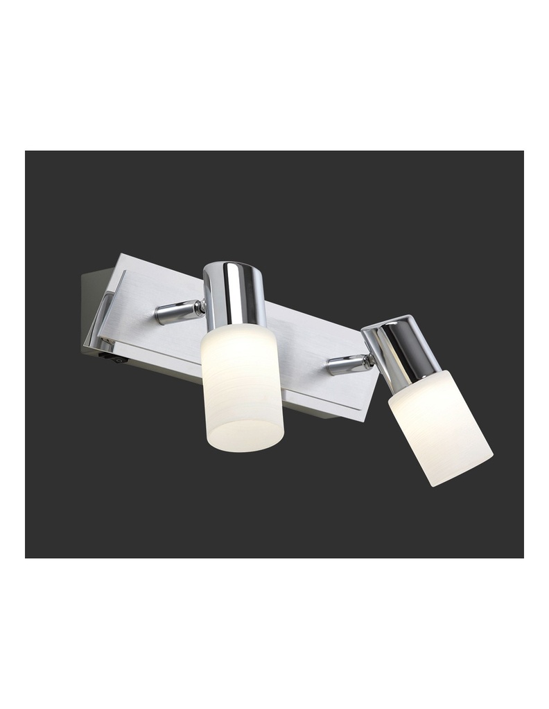 Faretto Clapton 2 Spot Led Cromo E Vetro Bianco L36 cm Trio Lighting - Samnite