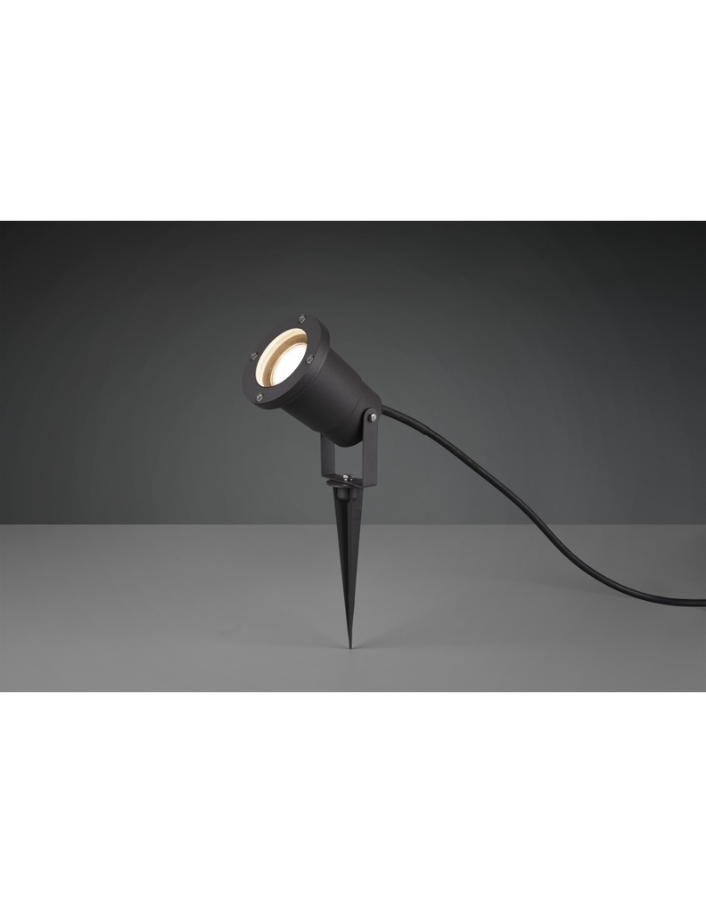 Faretto Da Esterno Orientabile Ubangi Nero Con Picchetto GU10 IP65 Trio Lighting - Samnite