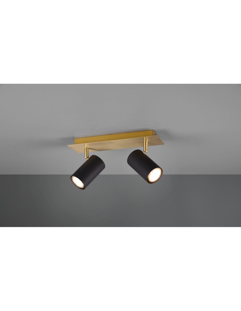 Faretto Marley Base Oro 2 Spot Cilindrici Neri Orientabili Trio Lighting - Samnite