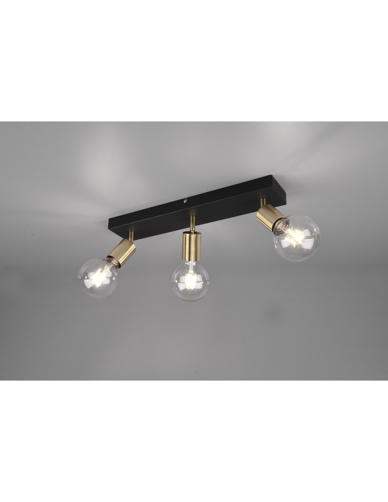 Faretto Spot 3xE27 Vannes Nero-Ottone L44 cm Trio Lighting - Samnite
