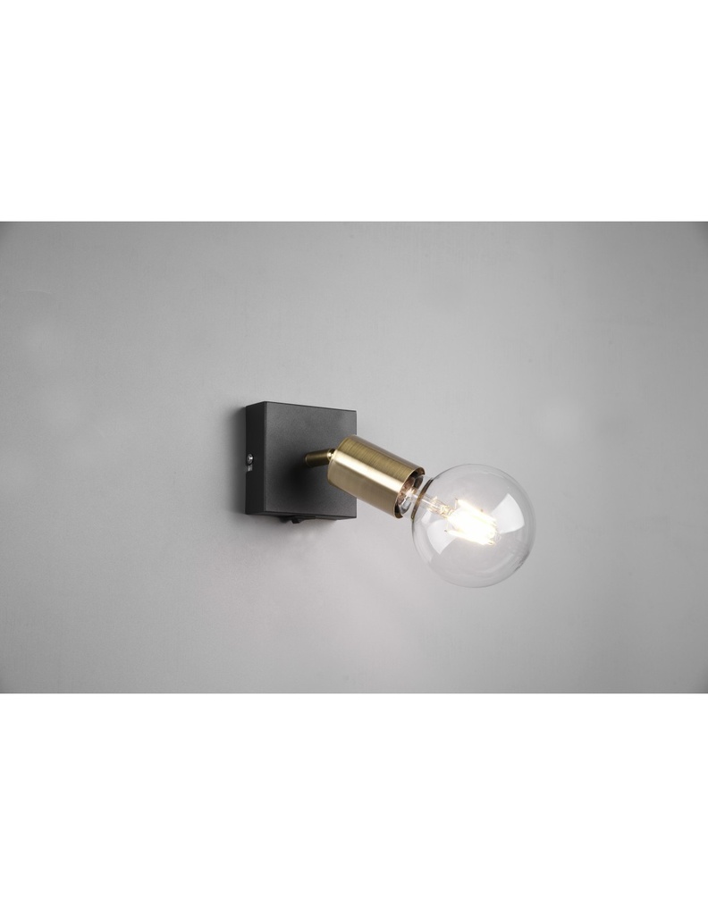 Faretto Spot Vannes Nero-Ottone 1xE27 Trio Lighting - Samnite
