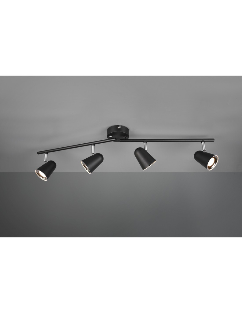 Faretto Toulouse Nero 4 Spot Led L78 cm Trio Lighting - Samnite