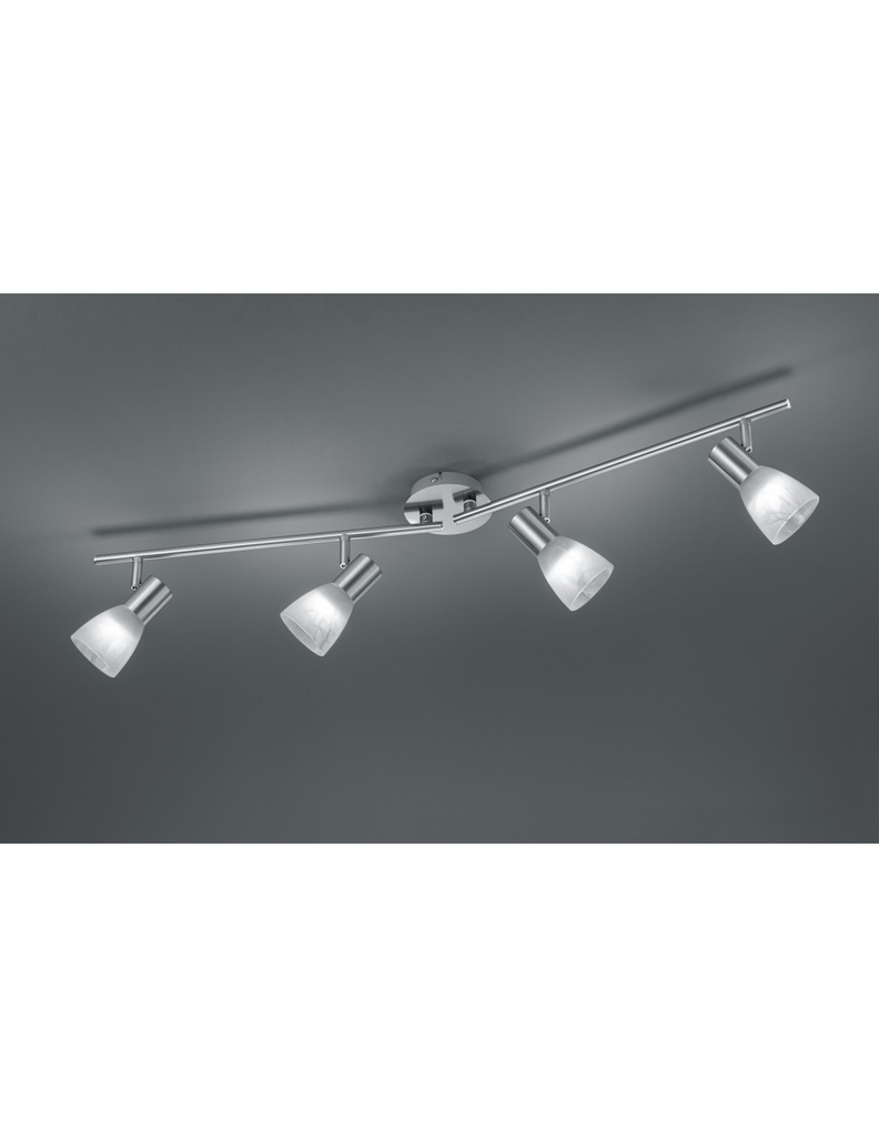Faretto Visto 4xE14 Led Nichel E Vetro Alabastro L90 cm Trio Lighting - Samnite