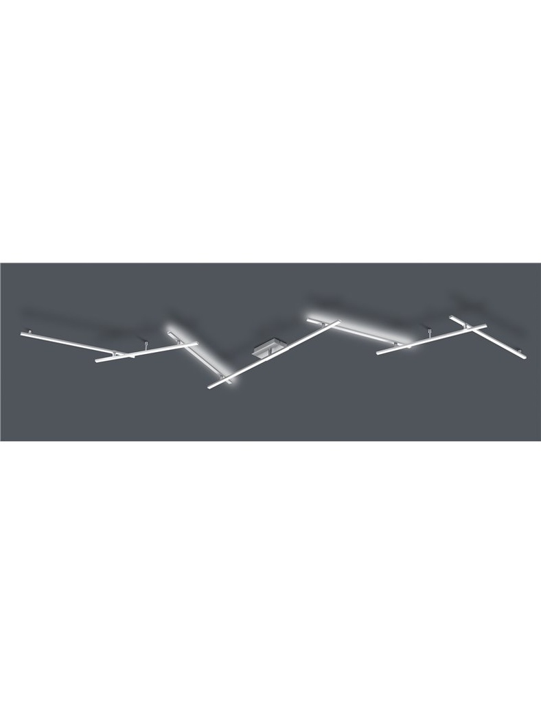 Indira plafoniera applique anche retro-illuminata con 7 bacchette orientabili acciaio satinato l. 345cm Moderno LED - Samnite