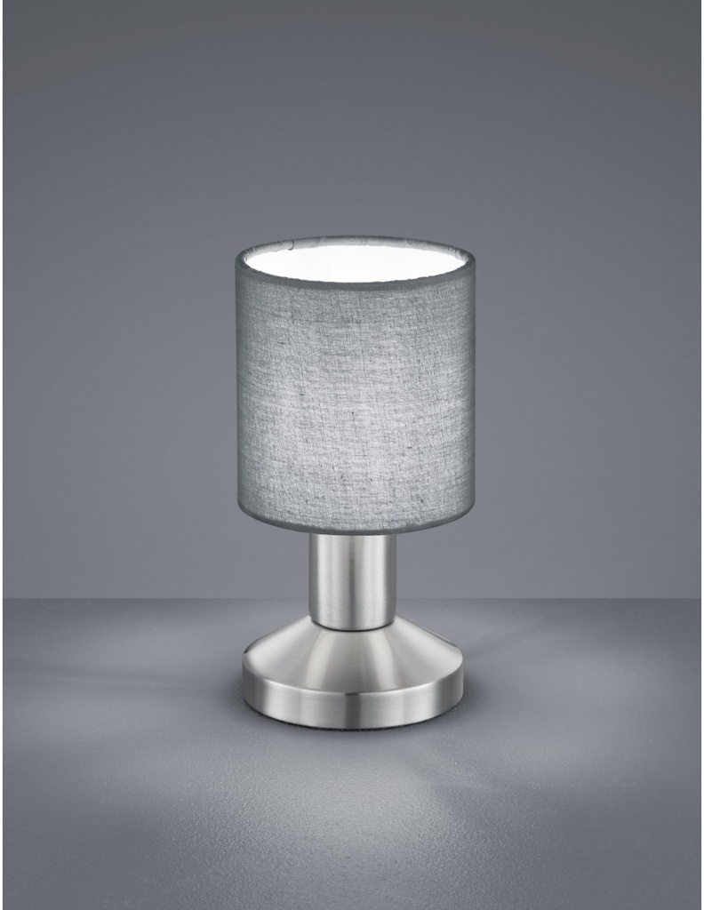 Lampada Da Tavolo Garda Nichel E Tessuto Grigio Ø9 cm Trio Lighting - Samnite