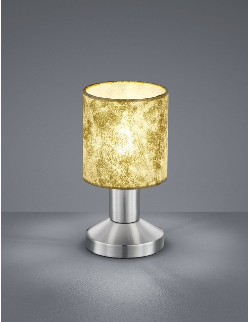 Lampada Da Tavolo Garda Nichel E Tessuto Oro Ø9 cm Trio Lighting - Samnite