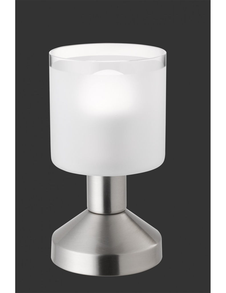 Lampada Da Tavolo Gral Nichel Led Touch Vetro Satinato Ø9 cm Trio Lighting - Samnite