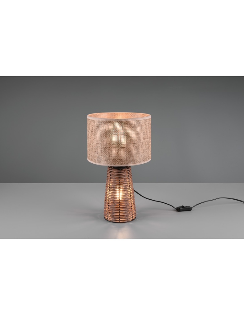 Lampada Da Tavolo Straw Rattan Marrone Doppia Luce Trio Lighting - Samnite