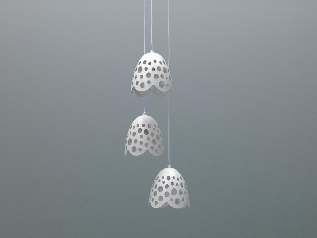 Lampada a sospensione con paralume in metallo bianco D19,5xD19,5x125h cm - Samnite