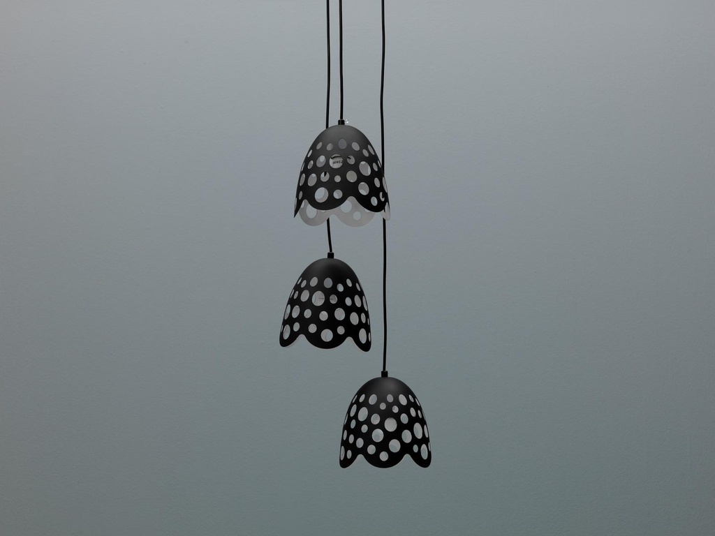 Lampada a sospensione in metallo con paralume nero D19,5xD19,5x125h cm - Samnite