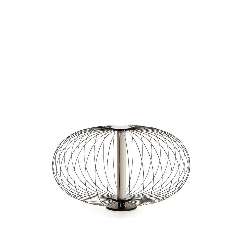 Lampada da tavolo led paralume in acciaio nero lucido  50x50xh. 29 cm - Samnite