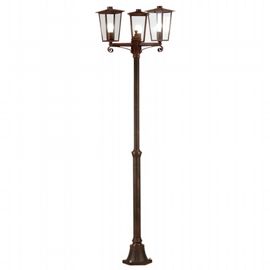 Lampada da terra in alluminio pressofuso con diffusori in vetro trasparente - Altezza max 185mm - IP43 - 3 lampade da 60W ruggine - Samnite