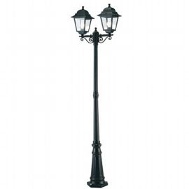 Lampada da terra in alluminio pressofuso con diffusori in vetro trasparente, altezza max 210mm, alimentazione 230V ~ 50Hz, IP43 nero - Samnite