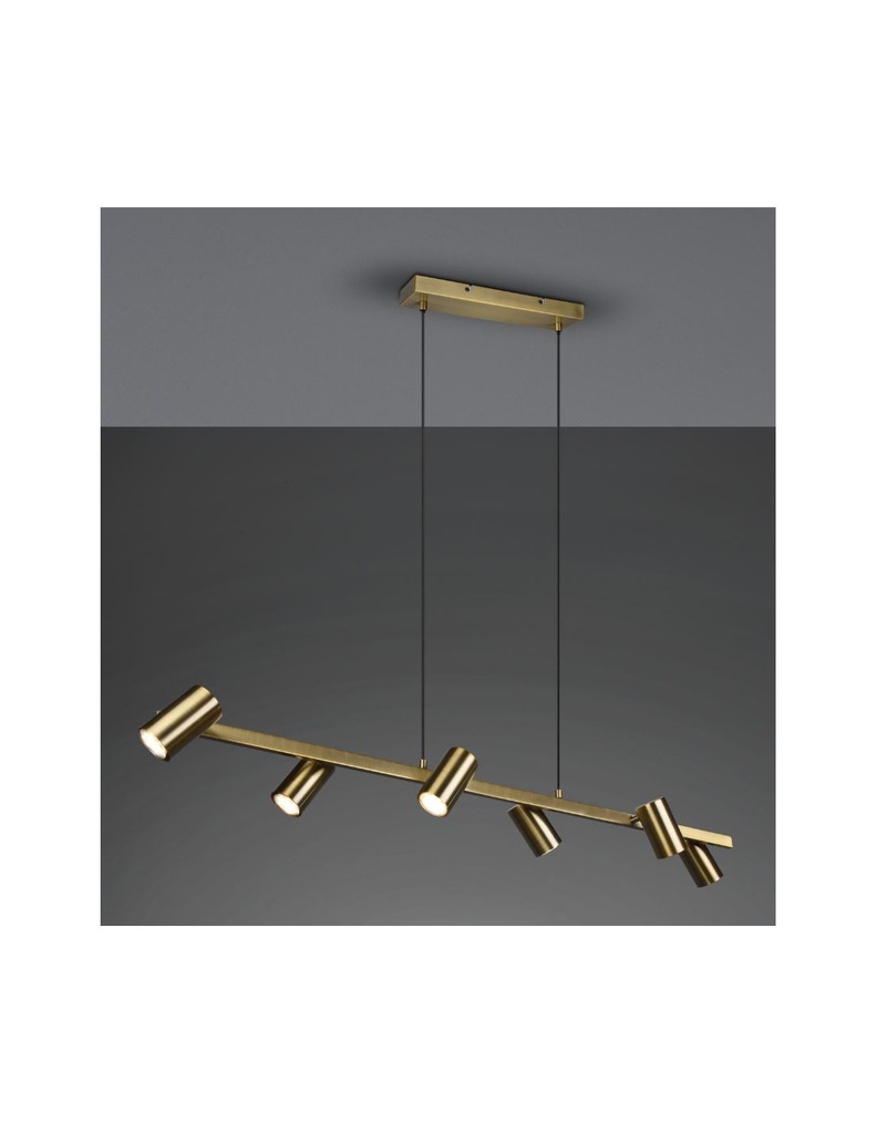 Lampadario 6 Faretti GU10 Orientabili Marley Ottone Invecchiato Trio Lighting - Samnite