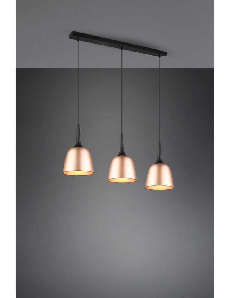 Lampadario Lineare 3 Pendel Sospesi Ottone Chiron Trio Lighting - Samnite