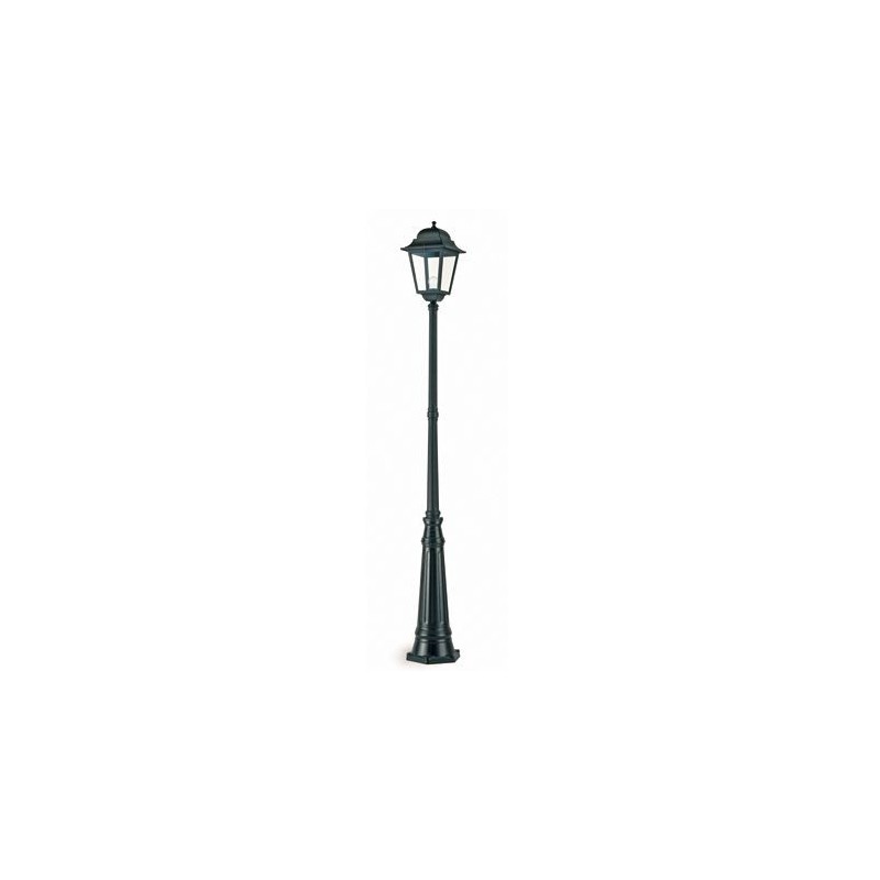 Lampione in pressofusione di alluminio nero diffusori in vetro trasparente h. 293 cm - Samnite