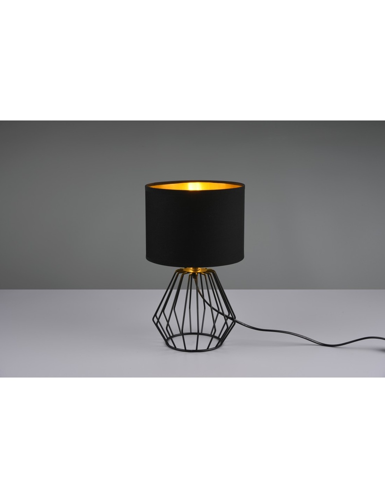 Lumetto Chuck Base Metallica Geometrica Paralume Nero E Oro Trio Lighting - Samnite