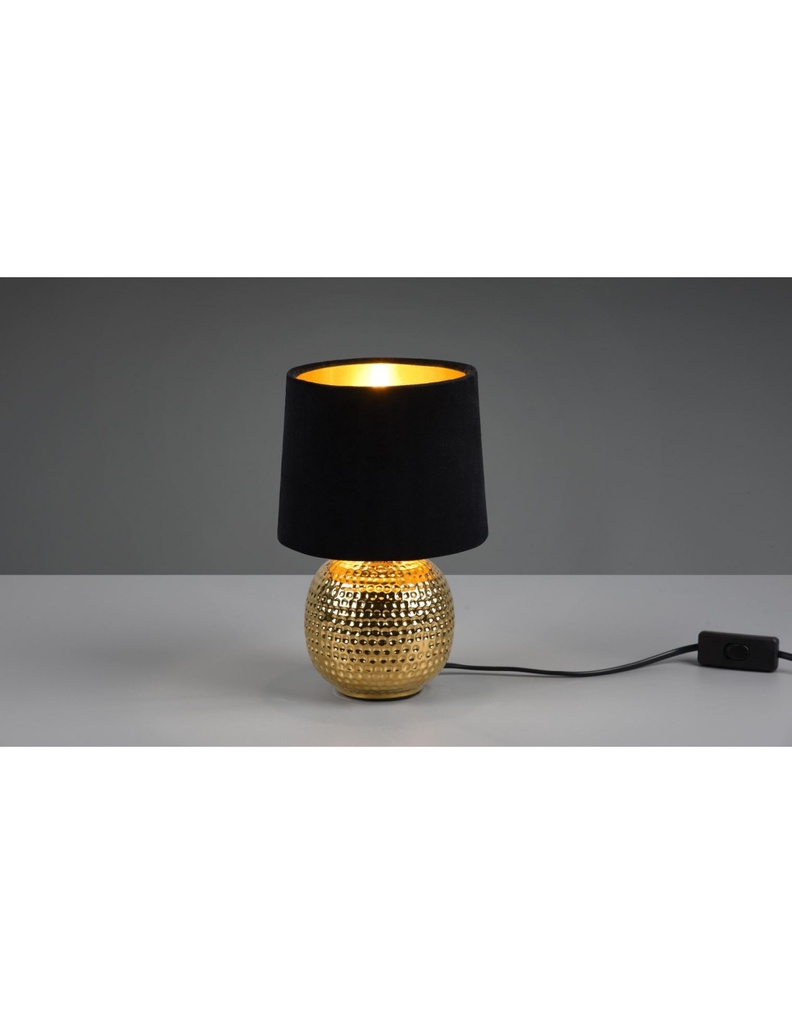 Lumetto Comodino Sophia Ceramica Oro Con Paralume Velluto Nero Trio Lighting - Samnite