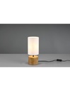 Lumetto Comodino Woody Rotondo Base Legno Paralume Bianco Trio Lighting - Samnite