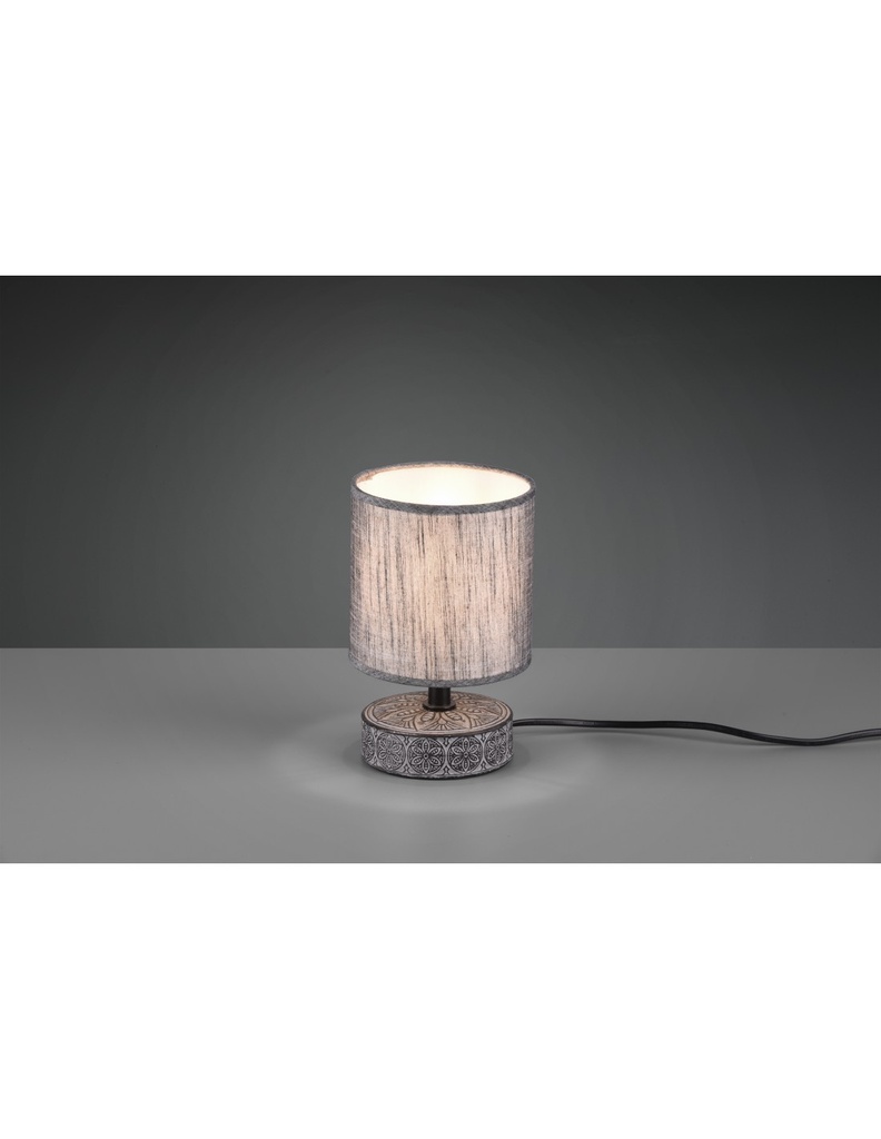 Piccolo Lume Grigio Moderno Base Ceramica con Paralume Tessuto Marie Trio Lighting - Samnite