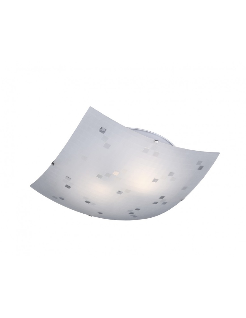 Plafoniera 2 Luci Colina Vetro Quadrato Bianco Decorativo Trio Lighting - Samnite