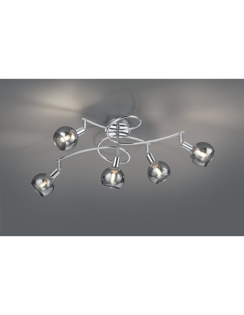 Plafoniera Girandola Brest Cromo 5 Vetri Fumé Trio Lighting - Samnite