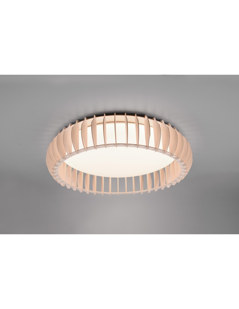 Plafoniera Legno Naturale Led 38w Dimmer Monte Trio Lighting - Samnite
