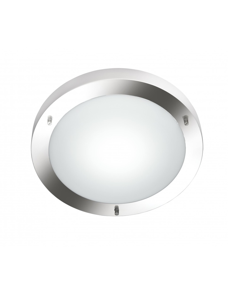 Plafoniera Rotonda Condus Nichel con Vetro Opale IP44 Trio Lighting - Samnite