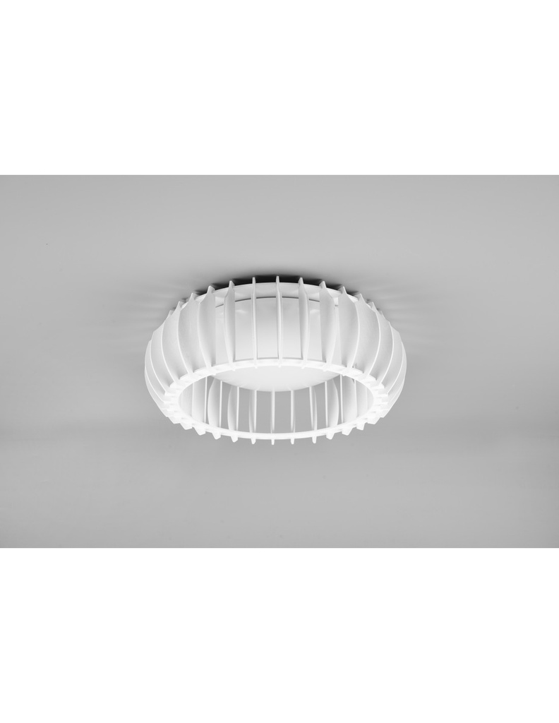 Plafoniera Rotonda Soffitto Legno Bianco Led 16,5w Dimmer Monte Trio Lighting - Samnite