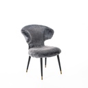 Poltrona in pelliccia sintetica grigia e gambe in nero/oro - Samnite