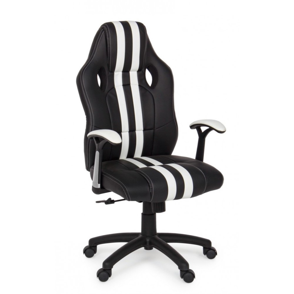 Poltrona ufficio con braccioli Spider bianco in similpelle - Samnite