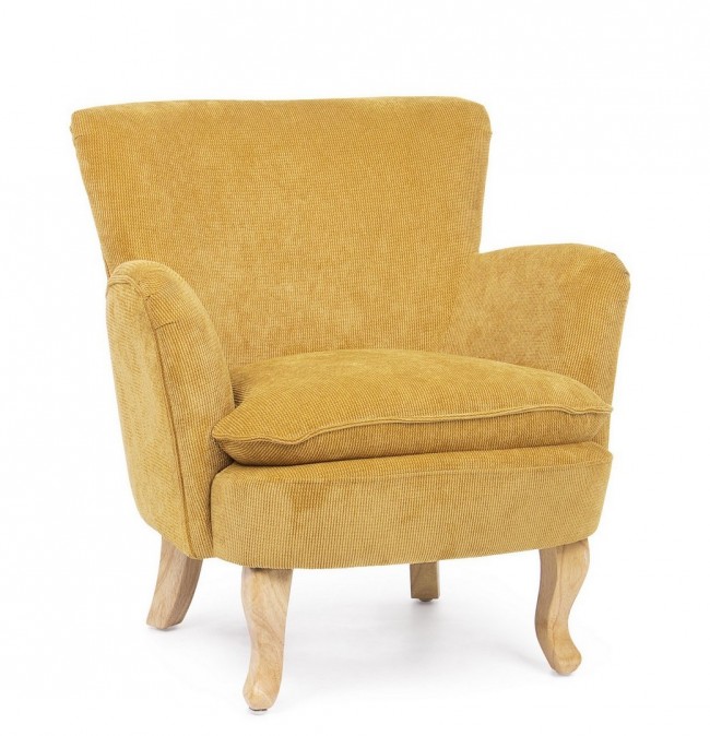 Poltrona vintage Chenille Imbottita in velluto Ocra - Samnite