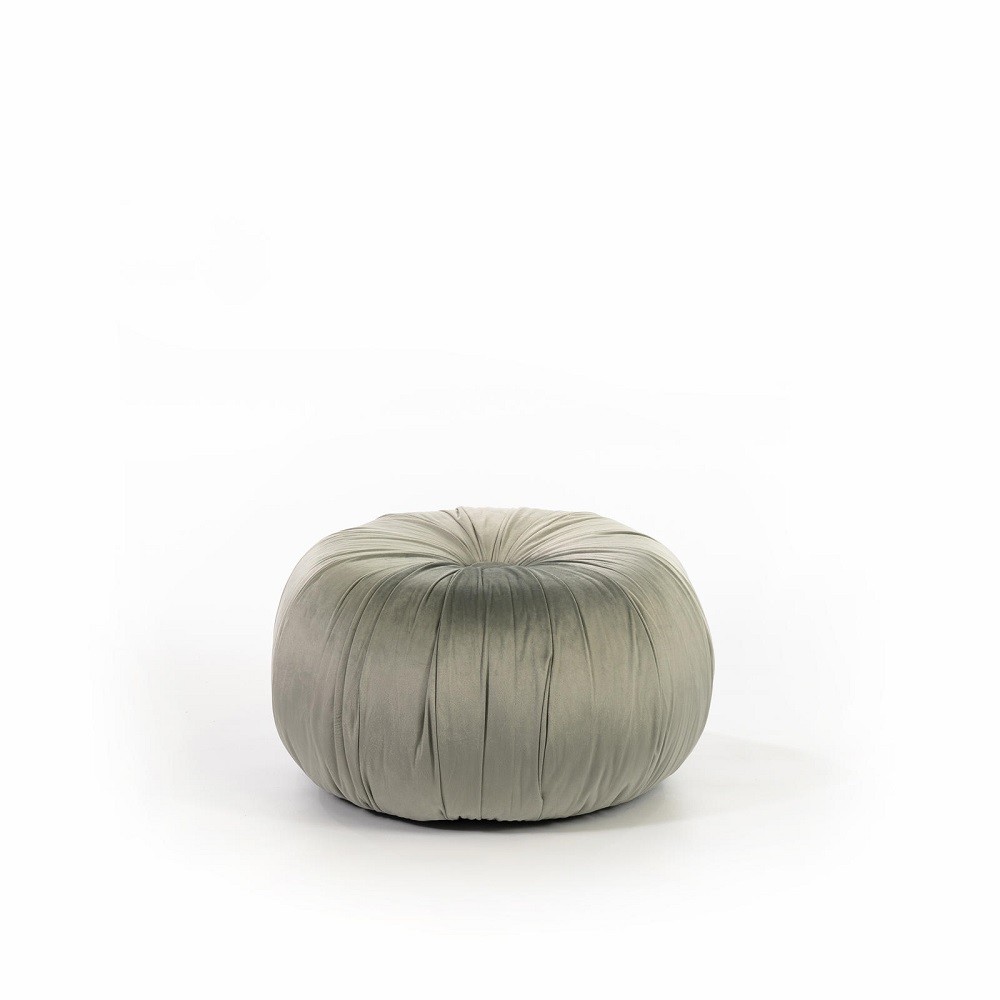 Pouf design velluto metallo grigio cm 36 x 36 x h 30 - Samnite