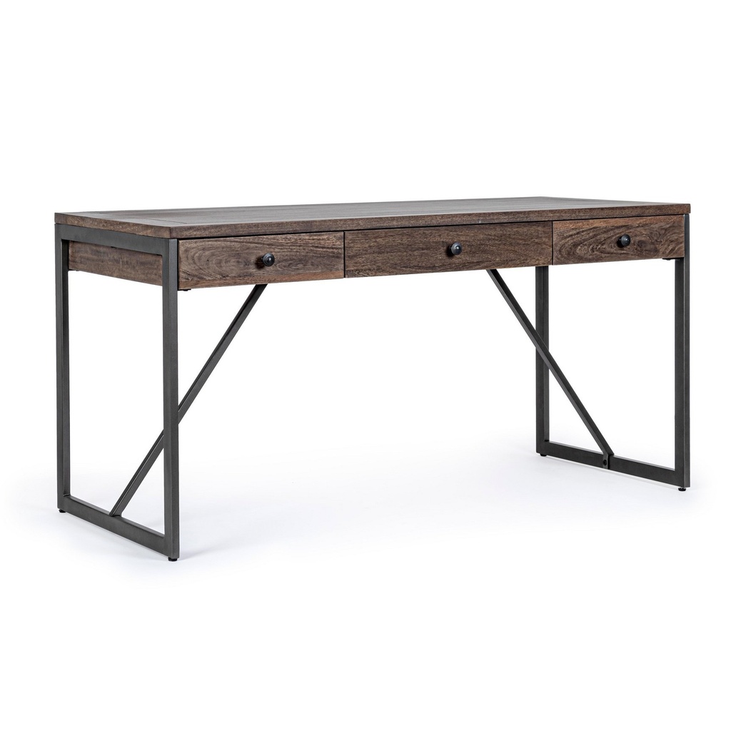 Scrivania 3 cassetti Calixte stile industriale 153x66 cm - Samnite
