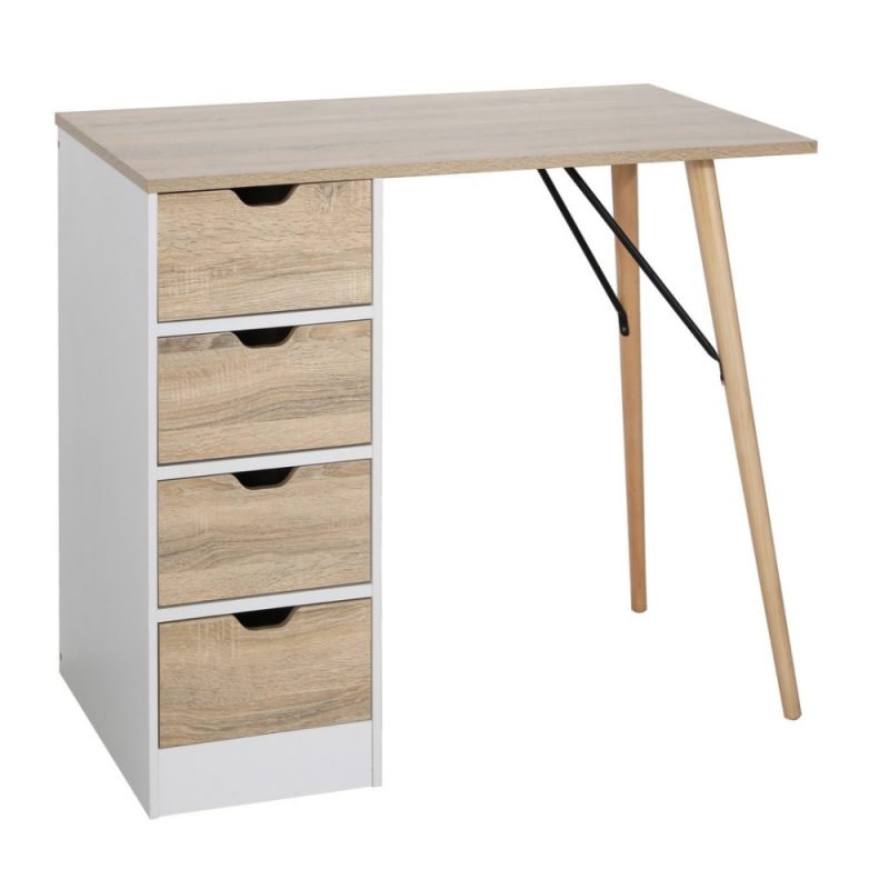 Scrivania Alberta con cassettiera effetto legno 120x60x75h cm - Samnite