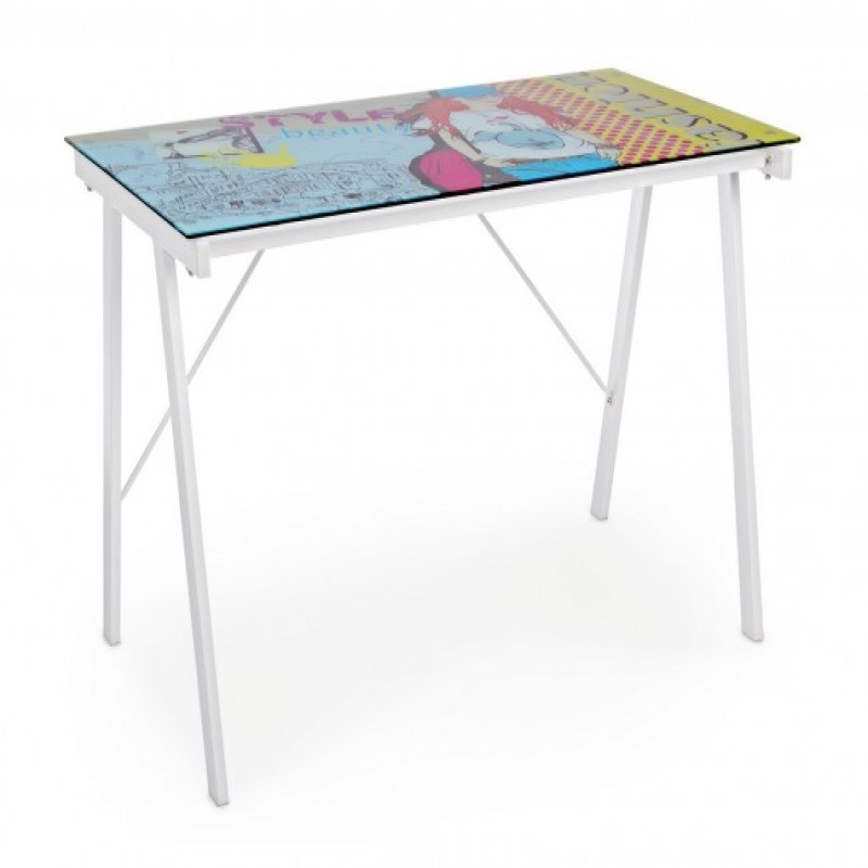 Scrivania Young Cartoon piano in vetro 113x58 cm - Samnite