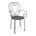 Sedia da giardino con braccioli in acciaio Antracite ETIENNE 49x49x h89 cm - Samnite