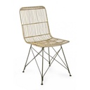 Sedia in stile contemporaneo in acciaio e kubu Naturale LUCILA 45x55x h85 cm - Samnite