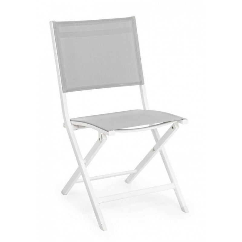 Sedia per esterno in alluminio Bianco Grigio ELIN 47x57x h88 cm - Samnite